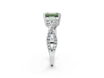 Fancy Green Emerald Cut Diamond Solitaire Ring in White gold with Interwoven Pavé Band and Prong Setting_2