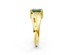 Fancy Green Emerald Cut Diamond Solitaire Ring in Yellow gold with Smooth Wide Band and Prong Setting_2