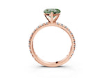 Fancy Green Heart Cut Diamond Pavé Solitaire Ring in Rose gold with Round Pavé Band and Prong Setting_3