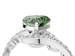 Fancy Green Heart Cut Diamond Solitaire Ring in Platinum with Pavé Twist Band and Prong Setting_10