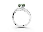Fancy Green Heart Cut Diamond Solitaire Ring in Platinum with Pavé Twist Band and Prong Setting_9
