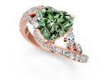 Fancy Green Heart Cut Diamond Solitaire Ring in Rose gold with Pavé Twist Band and Prong Setting_1