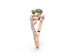 Fancy Green Heart Cut Diamond Solitaire Ring in Rose gold with Pavé Twist Band and Prong Setting_2