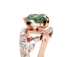 Fancy Green Heart Cut Diamond Solitaire Ring in Rose gold with Pavé Twist Band and Prong Setting_5