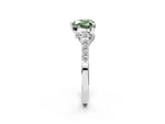 Fancy Green Heart Cut Diamond Solitaire Ring in Silver with Crossover Gallery and Round Pavé Band_2