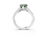Fancy Green Heart Cut Diamond Solitaire Ring in Silver with Crossover Gallery and Round Pavé Band_3