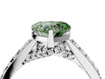 Fancy Green Heart Cut Diamond Solitaire Ring in Silver with Crossover Gallery and Round Pavé Band_4