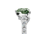 Fancy Green Heart Cut Diamond Solitaire Ring in Silver with Crossover Gallery and Round Pavé Band_5