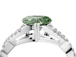 Fancy Green Heart Cut Diamond Solitaire Ring in Silver with Interwoven Pavé Band and Prong Setting_10