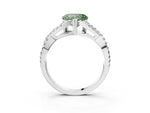 Fancy Green Heart Cut Diamond Solitaire Ring in Silver with Interwoven Pavé Band and Prong Setting_9