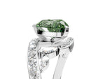 Fancy Green Heart Cut Diamond Solitaire Ring in Silver with Pavé Twist Band and Prong Setting_11