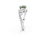Fancy Green Heart Cut Diamond Solitaire Ring in Silver with Pavé Twist Band and Prong Setting_8