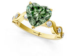 Fancy Green Heart Cut Diamond Solitaire Ring in Yellow gold with Twisted Ribbon Band and Round Accents_1