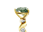 Fancy Green Heart Cut Diamond Solitaire Ring in Yellow gold with Twisted Ribbon Band and Round Accents_5
