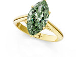 Fancy Green Marquise Cut Diamond Cathedral Solitaire Engagement Ring in Yellow gold with Prong Setting_1