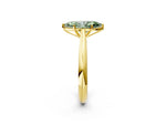 Fancy Green Marquise Cut Diamond Cathedral Solitaire Engagement Ring in Yellow gold with Prong Setting_2