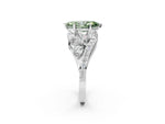 Fancy Green Marquise Cut Diamond Halo Ring in White gold with Marquise and Pavé Band in Prong Setting_2