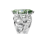 Fancy Green Marquise Cut Diamond Halo Ring in White gold with Marquise and Pavé Band in Prong Setting_5