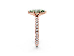 Fancy Green Marquise Cut Diamond Pavé Solitaire Ring in Rose gold with Round Pavé Band and Prong Setting_2