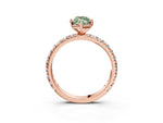 Fancy Green Marquise Cut Diamond Pavé Solitaire Ring in Rose gold with Round Pavé Band and Prong Setting_3
