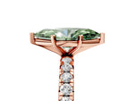 Fancy Green Marquise Cut Diamond Pavé Solitaire Ring in Rose gold with Round Pavé Band and Prong Setting_5