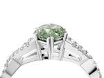 Fancy Green Marquise Cut Diamond Solitaire Ring in Platinum with Interwoven Pavé Band and Prong Setting_10