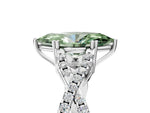 Fancy Green Marquise Cut Diamond Solitaire Ring in Platinum with Interwoven Pavé Band and Prong Setting_11