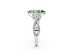Fancy Green Marquise Cut Diamond Solitaire Ring in Platinum with Interwoven Pavé Band and Prong Setting_8