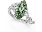 Fancy Green Marquise Cut Diamond Solitaire Ring in Platinum with Pavé Twist Band and Prong Setting_13