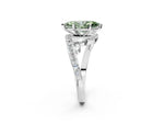 Fancy Green Marquise Cut Diamond Solitaire Ring in Platinum with Pavé Twist Band and Prong Setting_14