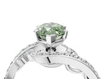 Fancy Green Marquise Cut Diamond Solitaire Ring in Platinum with Pavé Twist Band and Prong Setting_16