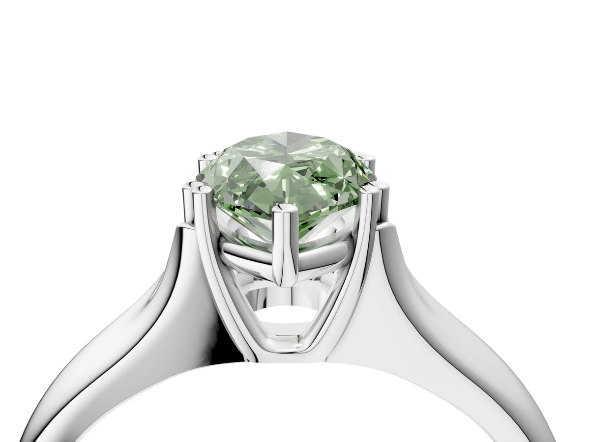 Fancy Green Marquise Cut Diamond Solitaire Ring in Platinum with Smooth Wide Band and Prong Setting_16