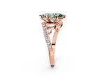 Fancy Green Marquise Cut Diamond Solitaire Ring in Rose gold with Pavé Twist Band and Prong Setting_2
