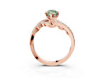 Fancy Green Marquise Cut Diamond Solitaire Ring in Rose gold with Pavé Twist Band and Prong Setting_3