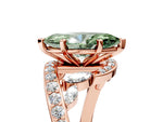 Fancy Green Marquise Cut Diamond Solitaire Ring in Rose gold with Pavé Twist Band and Prong Setting_5