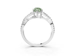 Fancy Green Marquise Cut Diamond Solitaire Ring in Silver with Interwoven Pavé Band and Prong Setting_9