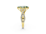 Fancy Green Marquise Cut Diamond Solitaire Ring in Yellow gold with Interwoven Pavé Band and Prong Setting_2