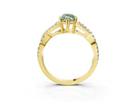 Fancy Green Marquise Cut Diamond Solitaire Ring in Yellow gold with Interwoven Pavé Band and Prong Setting_3