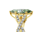 Fancy Green Marquise Cut Diamond Solitaire Ring in Yellow gold with Interwoven Pavé Band and Prong Setting_5