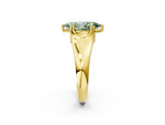 Fancy Green Marquise Cut Diamond Solitaire Ring in Yellow gold with Smooth Wide Band and Prong Setting_2