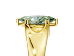 Fancy Green Marquise Cut Diamond Solitaire Ring in Yellow gold with Smooth Wide Band and Prong Setting_5