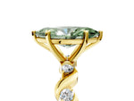 Fancy Green Marquise Cut Diamond Solitaire Ring in Yellow gold with Twisted Ribbon Band and Round Accents_5