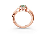 Fancy Green Oval Cut Diamond Halo Engagement Ring in Rose gold with Plain Split Shank and Prong Setting_3