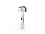 Fancy Green Oval Cut Diamond Halo Engagement Ring in White gold with Plain Split Shank and Prong Setting_2