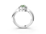 Fancy Green Oval Cut Diamond Halo Engagement Ring in White gold with Plain Split Shank and Prong Setting_3