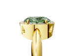 Fancy Green Oval Cut Diamond Halo Engagement Ring in Yellow gold with Plain Split Shank and Prong Setting_5