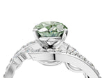 Fancy Green Oval Cut Diamond Solitaire Ring in Platinum with Pavé Twist Band and Prong Setting_10
