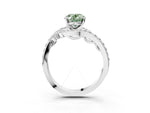 Fancy Green Oval Cut Diamond Solitaire Ring in Platinum with Pavé Twist Band and Prong Setting_9