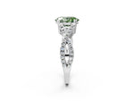 Fancy Green Oval Cut Diamond Solitaire Ring in White gold with Interwoven Pavé Band and Prong Setting_2