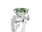 Fancy Green Oval Cut Diamond Solitaire Ring in White gold with Pavé Twist Band and Prong Setting_5